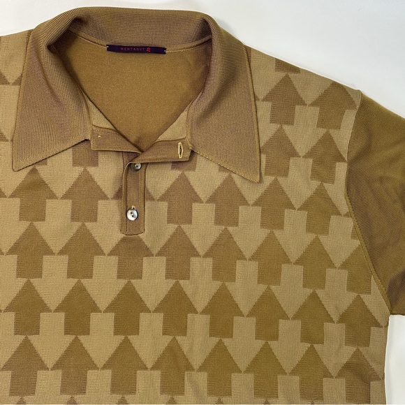 montagut Other - Monagut Men’s Retro Style Geometric Arrows Polo Mustard Brown Yellow